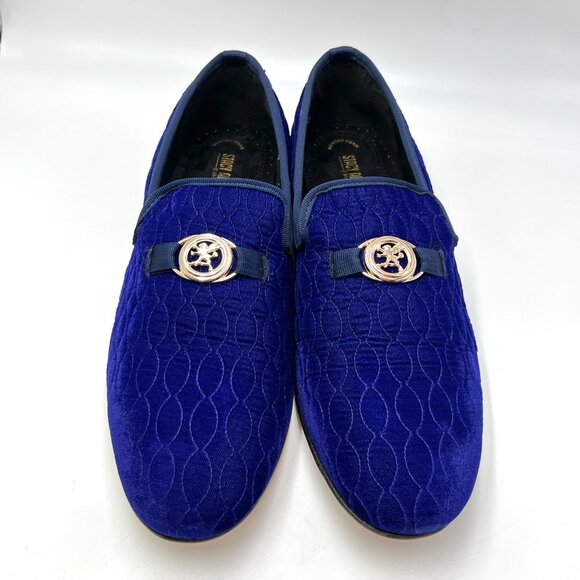 Stacy Adams Mens‎ 13 M Blue Velvet Quilted Slip On Horsebit Loafers Dress Shoes - Picture 2 of 13